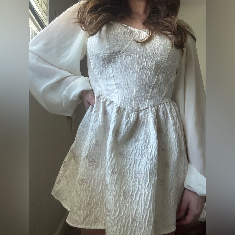 🤍SALE🤍Cider Cream Textured MiniDress